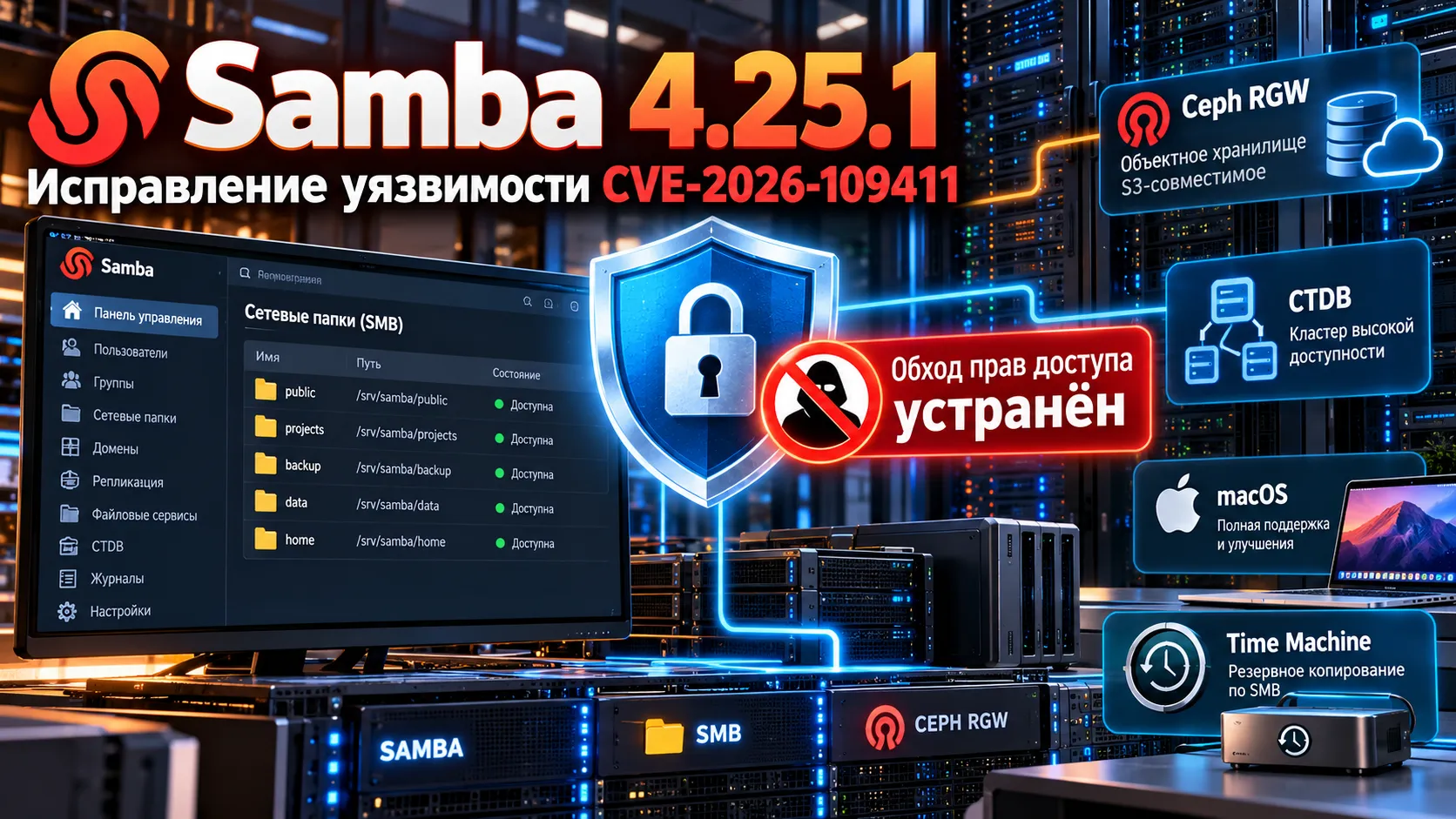 Samba устранила обход прав доступа к Ceph RGW
