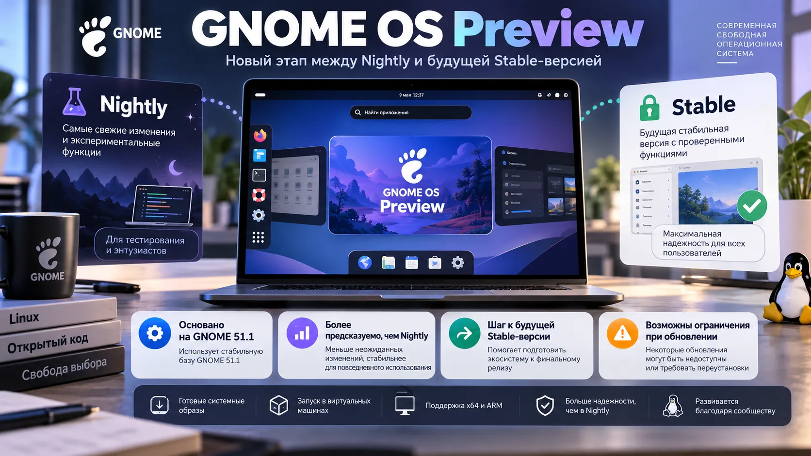 GNOME OS Preview на базе GNOME 51.1