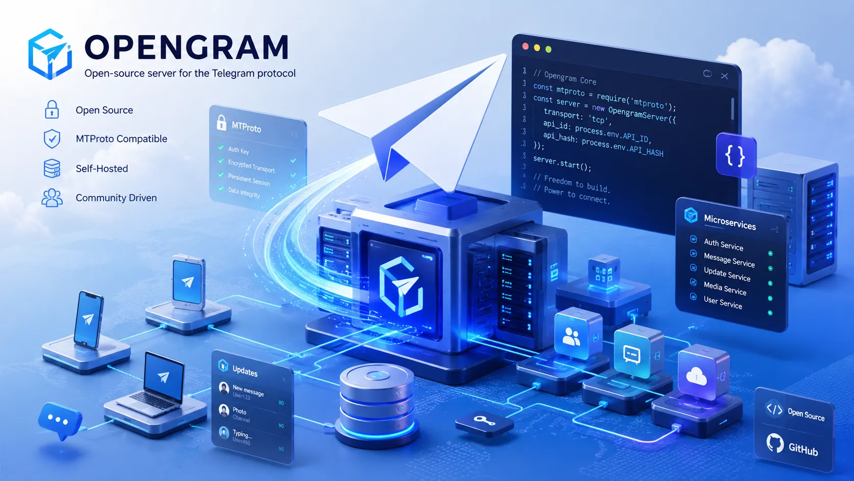 Opengram — самостоятельный сервер Telegram-протокола
