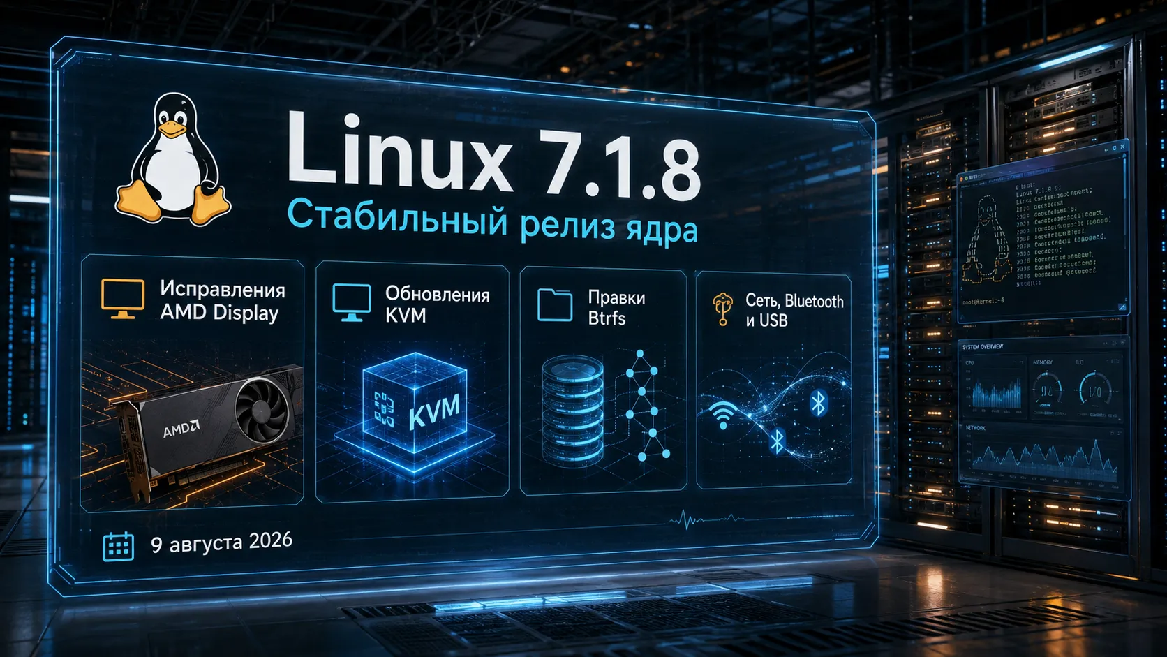 Linux 7.1.8 — исправлены сбои AMD-графики, ошибки KVM