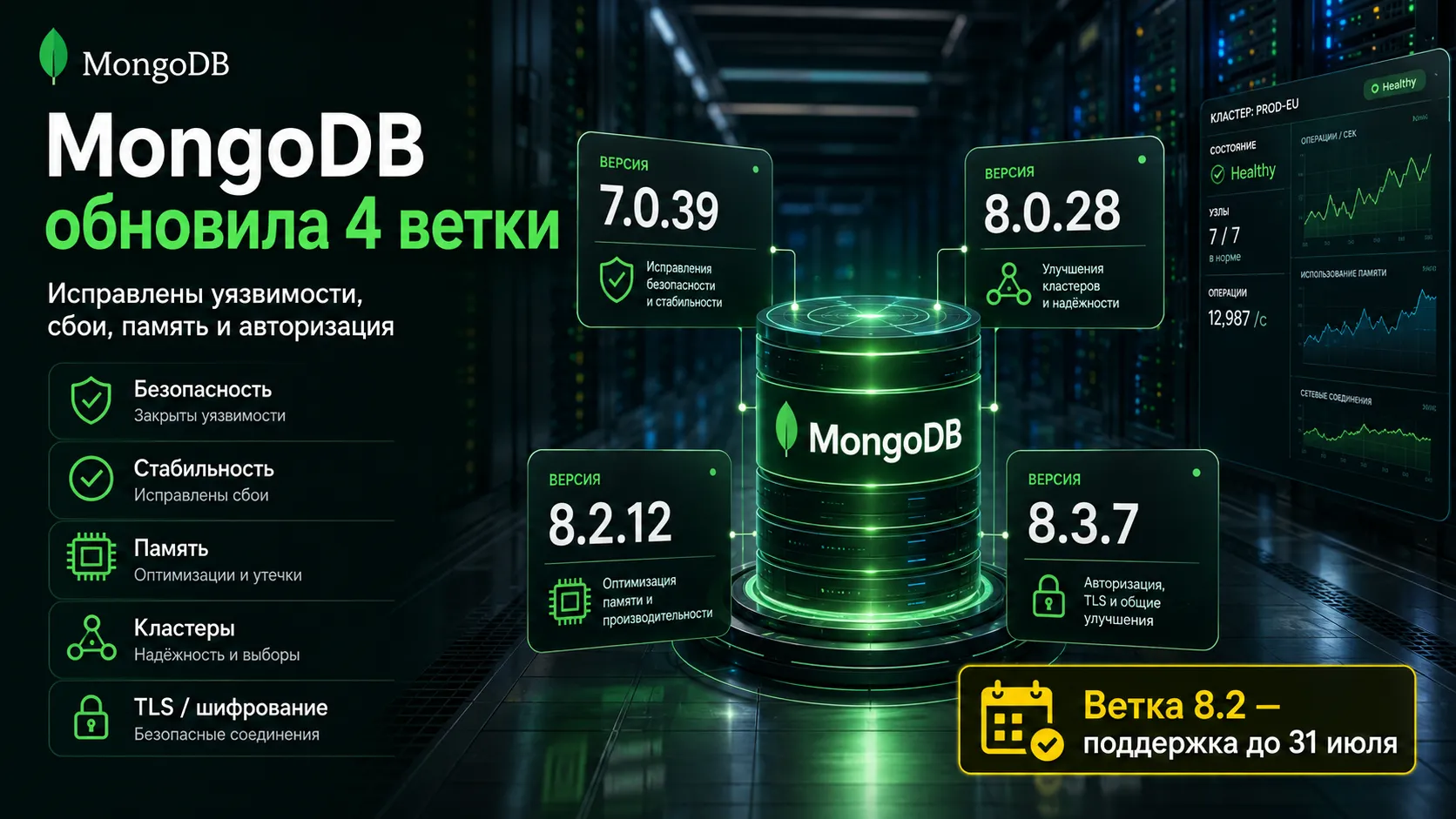 MongoDB обновила четыре серверные ветки