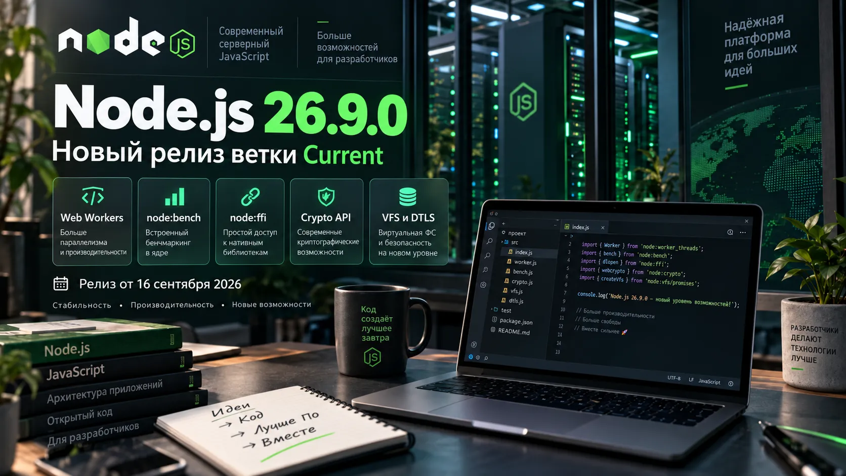 Web Workers пришли в Node.js 26.9.0