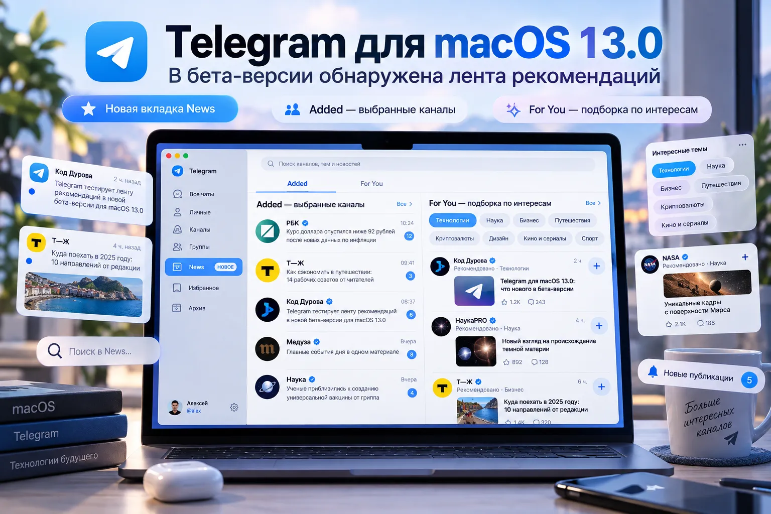 Telegram тестирует ленту новостей для macOS