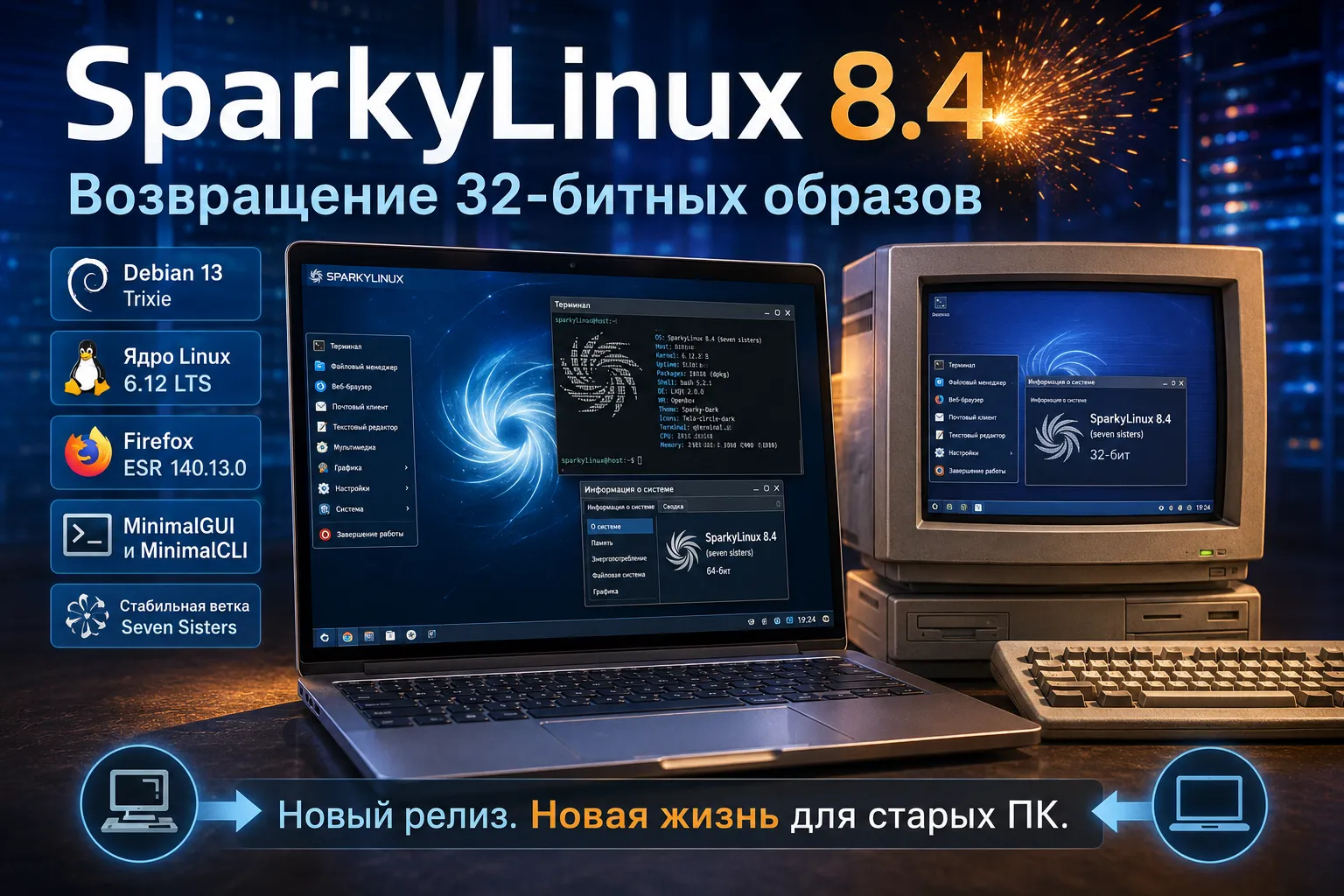SparkyLinux 8.4 возвращает 32-битные образы