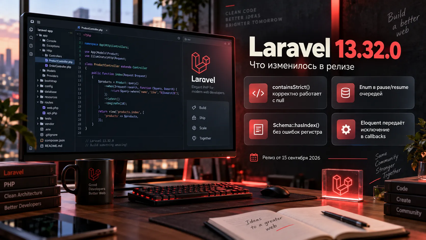 Laravel 13.32.0 исправил containsStrict с nul