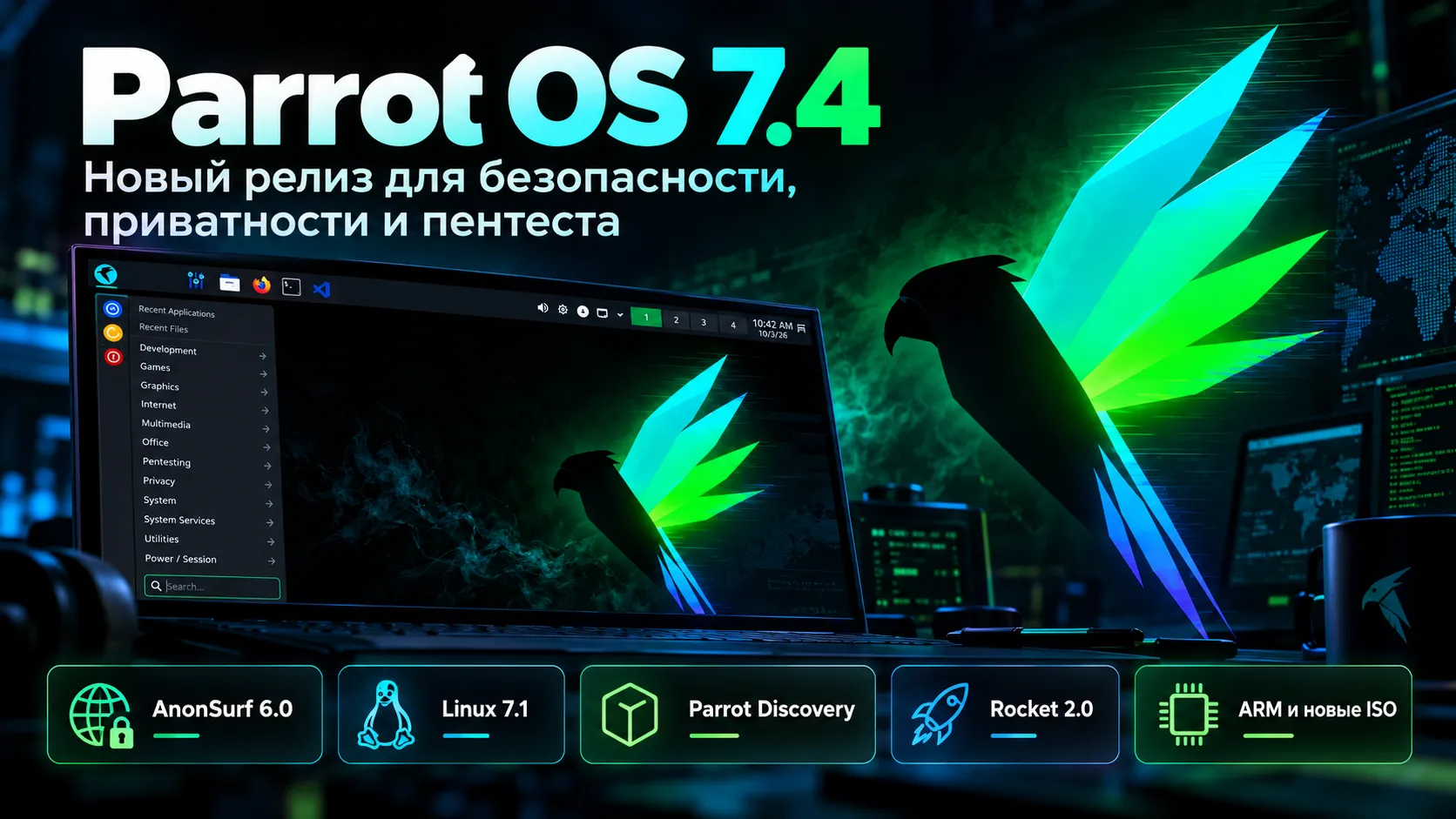 AnonSurf 6.0 стал центром Parrot OS 7.4