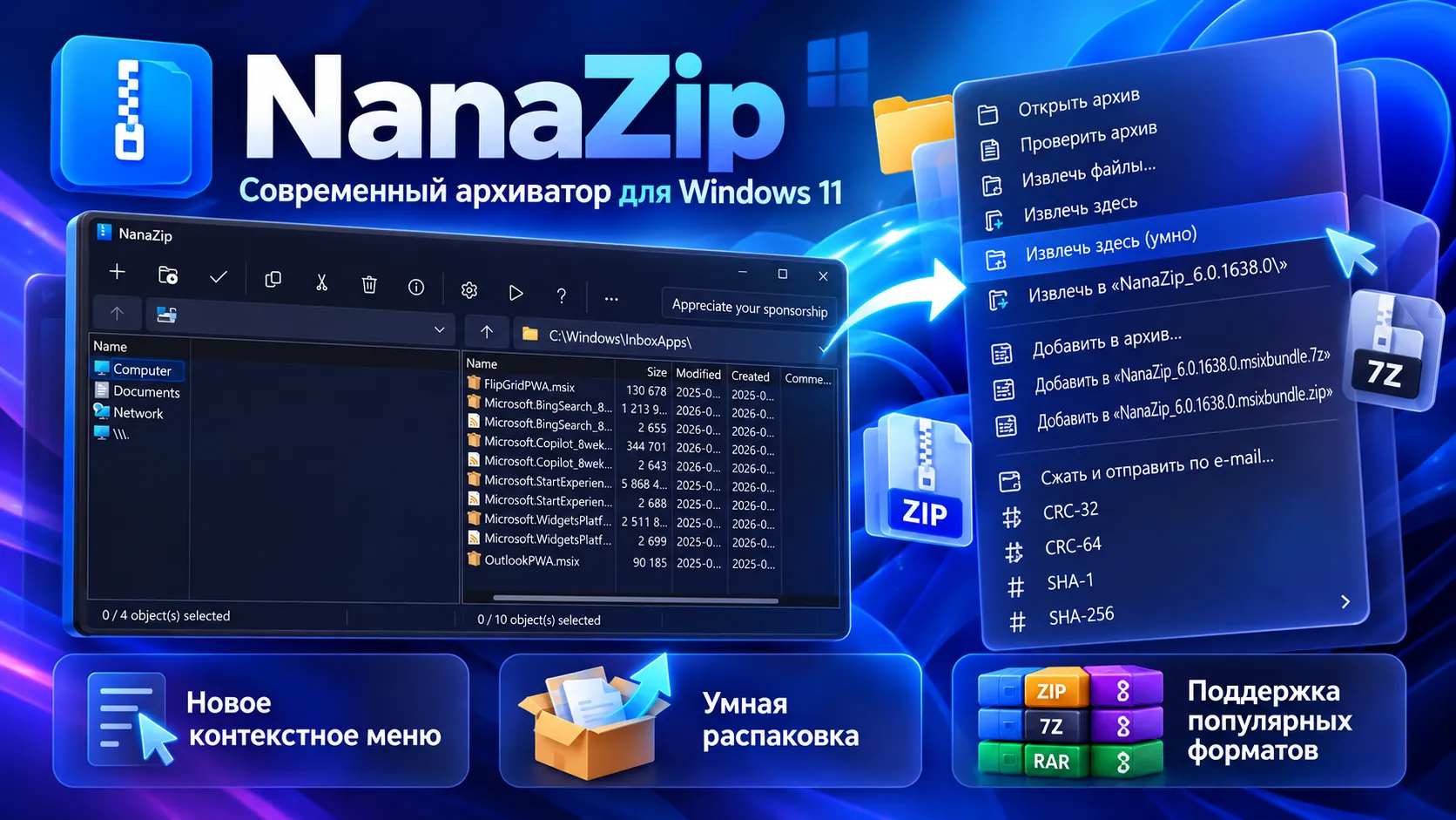 NanaZip — архиватор для Windows 11