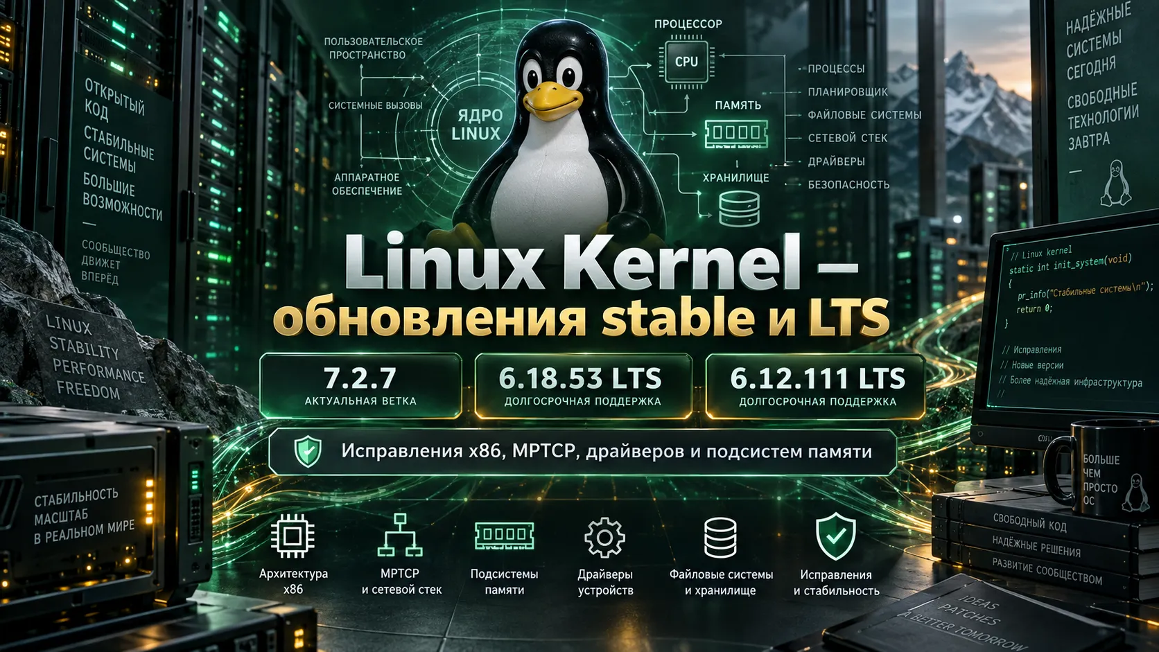 Linux Kernel 7.2.7, 6.18.53 LTS и 6.12.111 LTS получили общий фикс