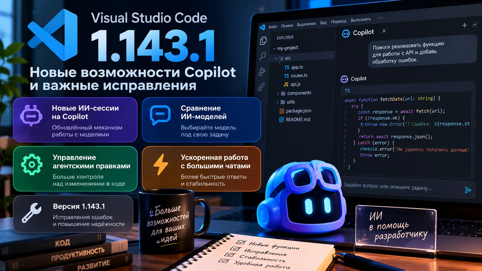 VS Code перевёл новые ИИ-сессии на Copilot