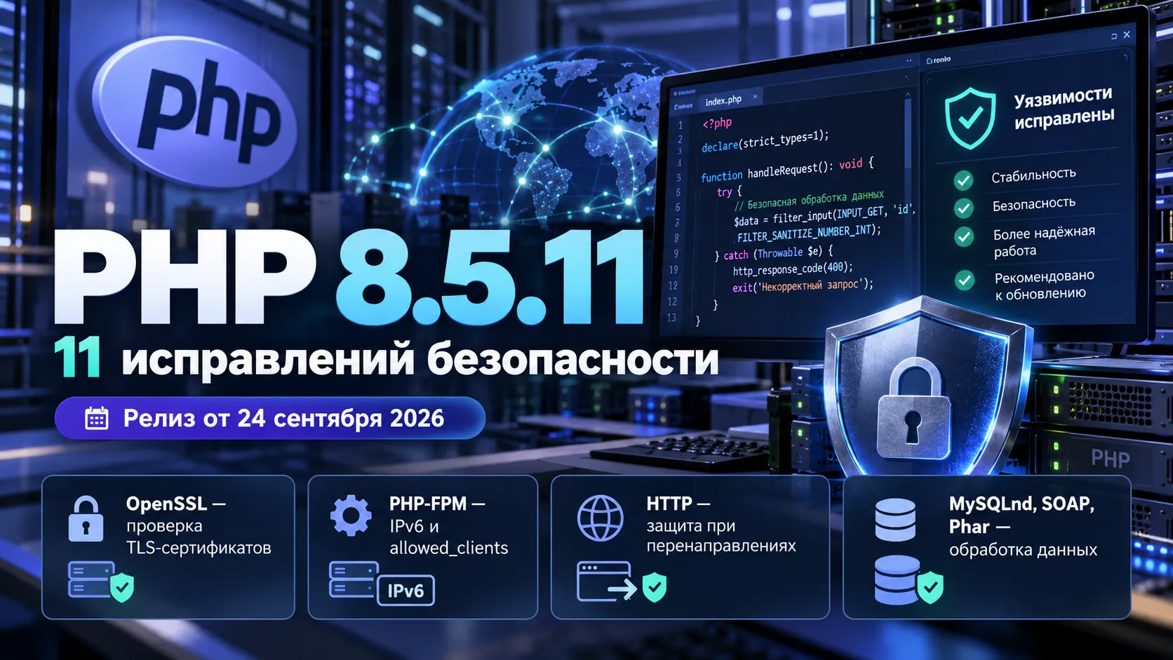 PHP 8.5.11 закрывает 11 уязвимостей