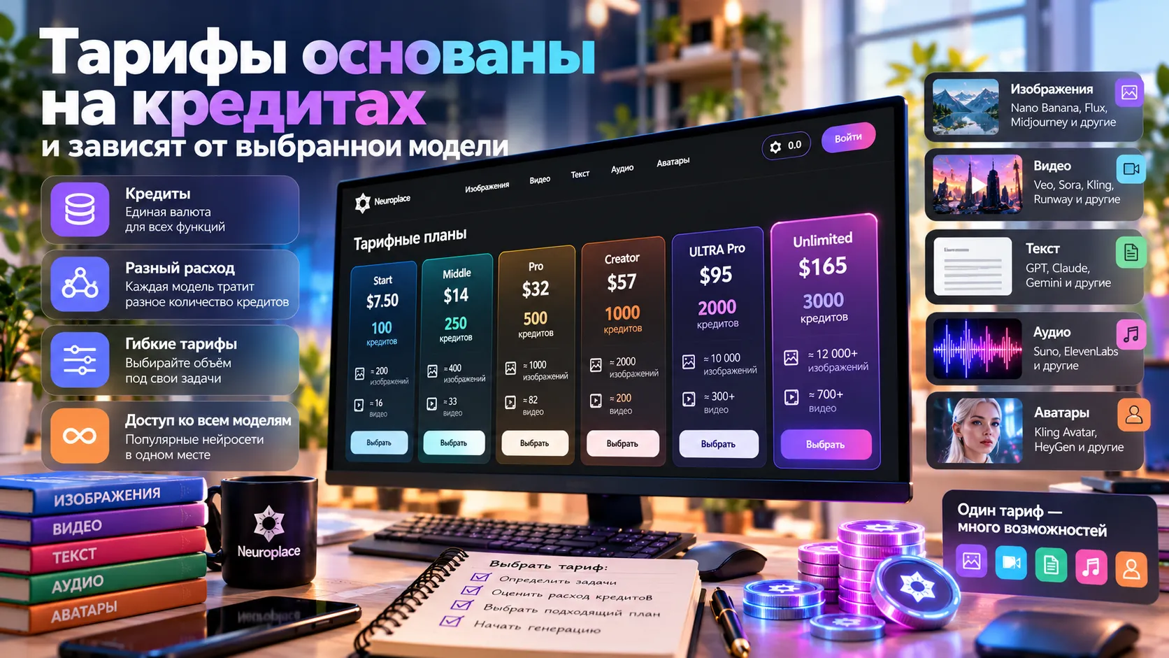 Тарифы основаны на кредитах