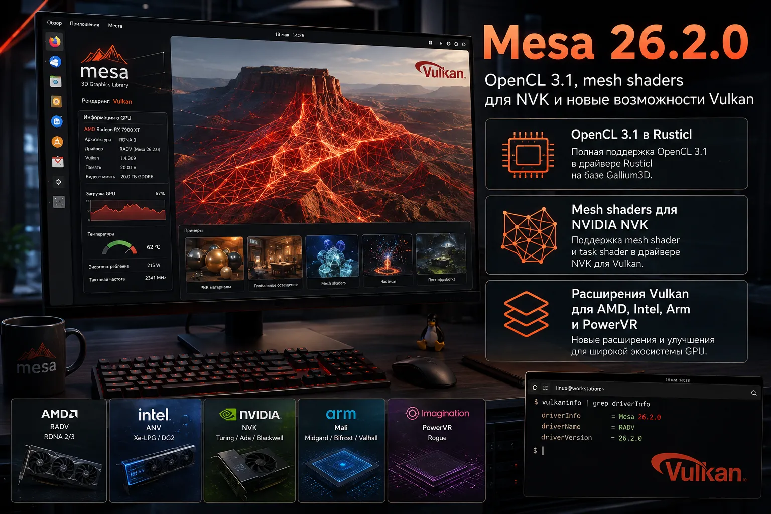Mesa 26.2.0 расширила Linux-графику