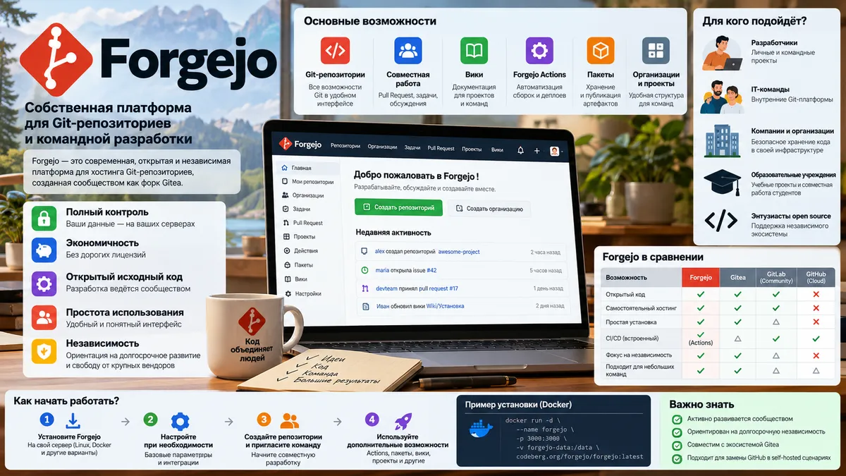 Forgejo — собственная платформа для Git-репозиториев и командной разработки