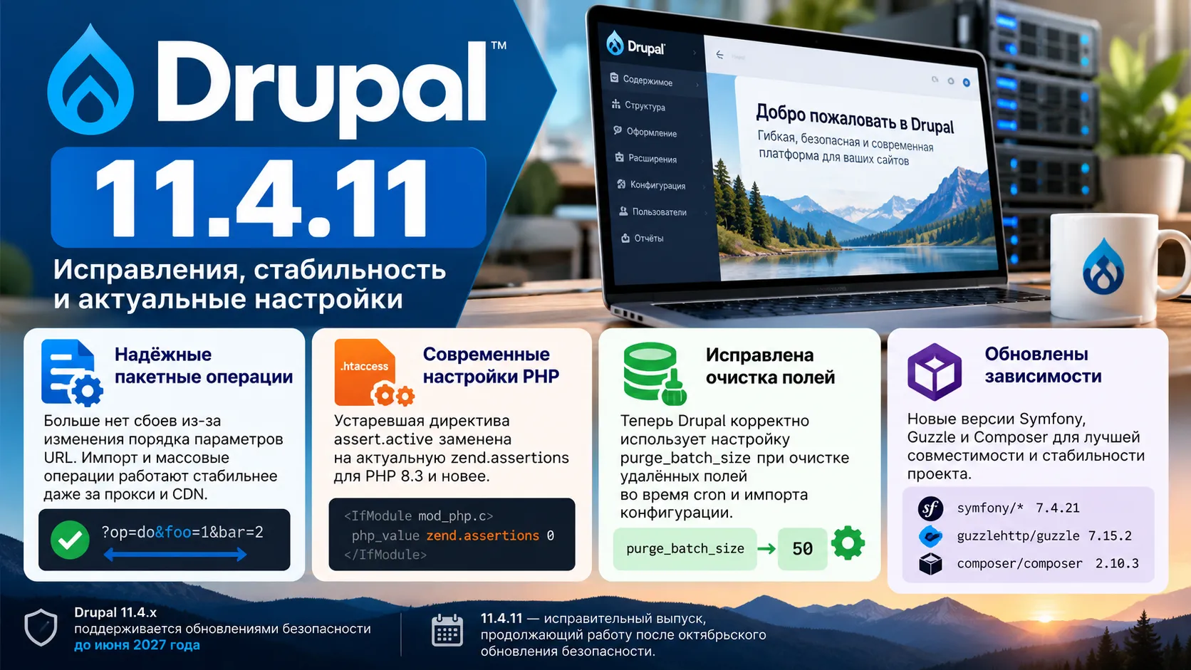 Drupal 11.4.11 исправил сбои пакетных операций