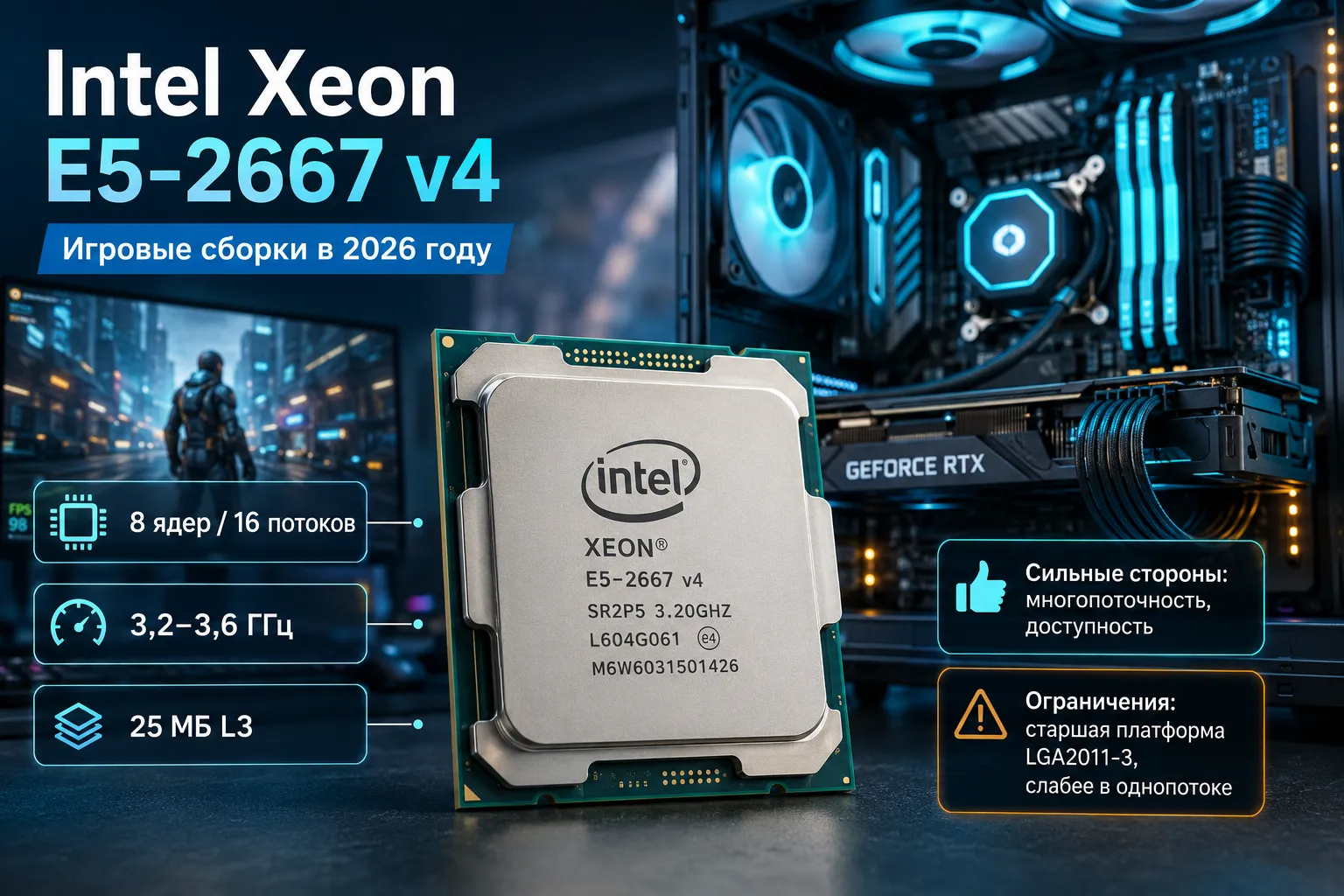 Intel Xeon E5-2667 v4 в игровых сборках 2026 года