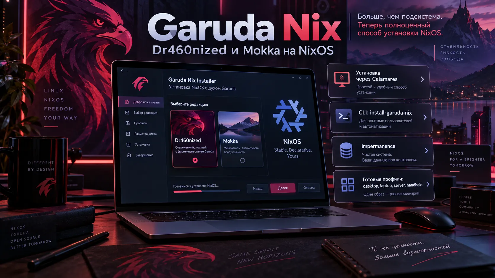 Garuda Nix переносит Dr460nized и Mokka на NixOS