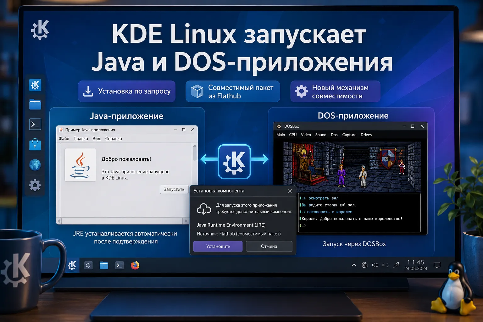 KDE Linux научилась запускать Java и DOS-приложения