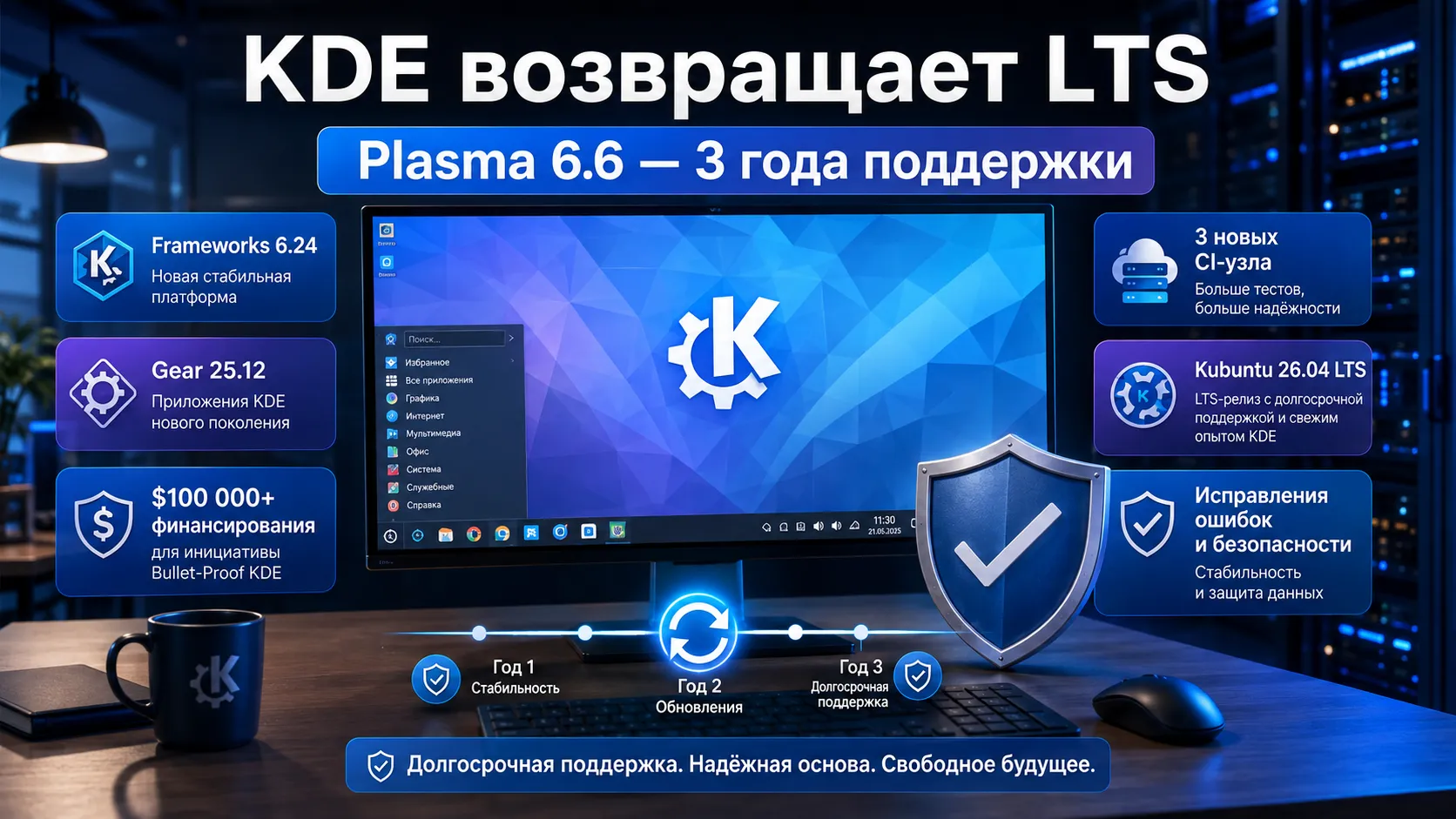 KDE возвращает LTS для Plasma 6.6