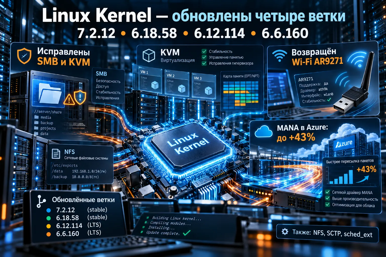 В Linux Kernel исправили переполнение памяти SMB и сбои KVM