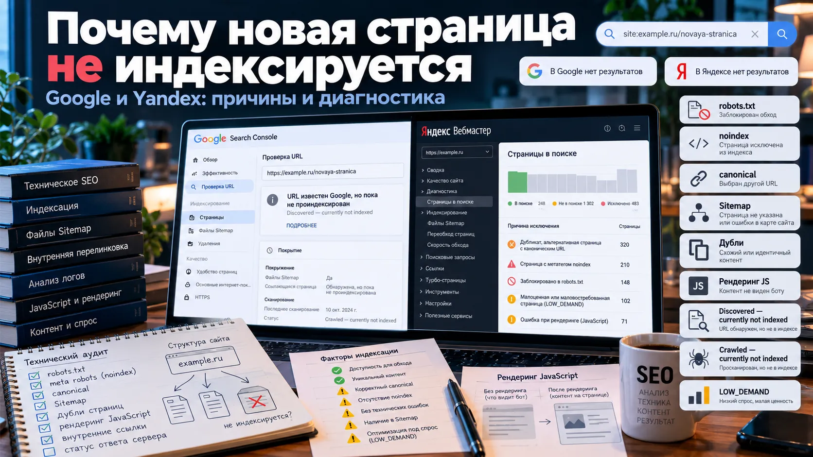 Новая страница не индексируется в Google и Яндексе