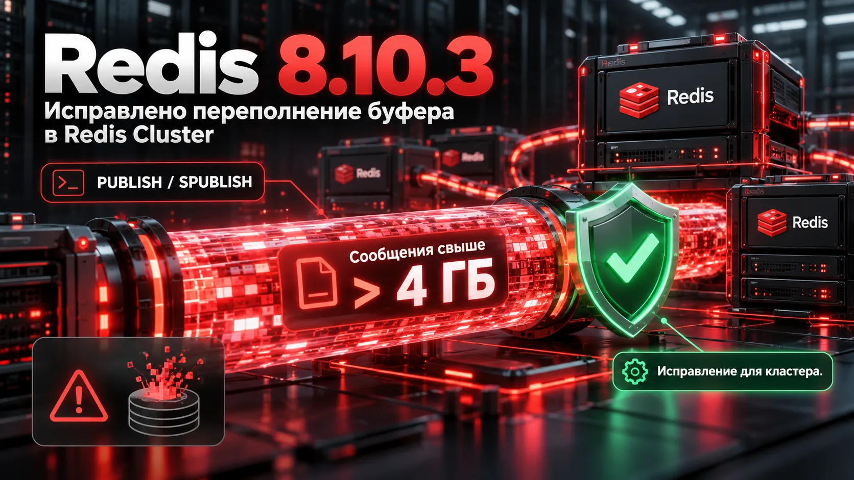 Redis Cluster защитили от переполнения буфера при сообщениях свыше 4 ГБ