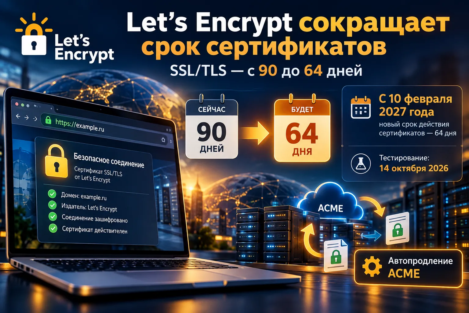 Let’s Encrypt сократит срок действия TLS-сертификатов до 64 дней