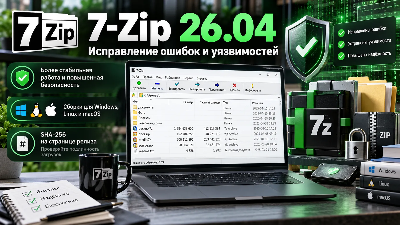 7-Zip 26.04 закрывает ошибки и уязвимости