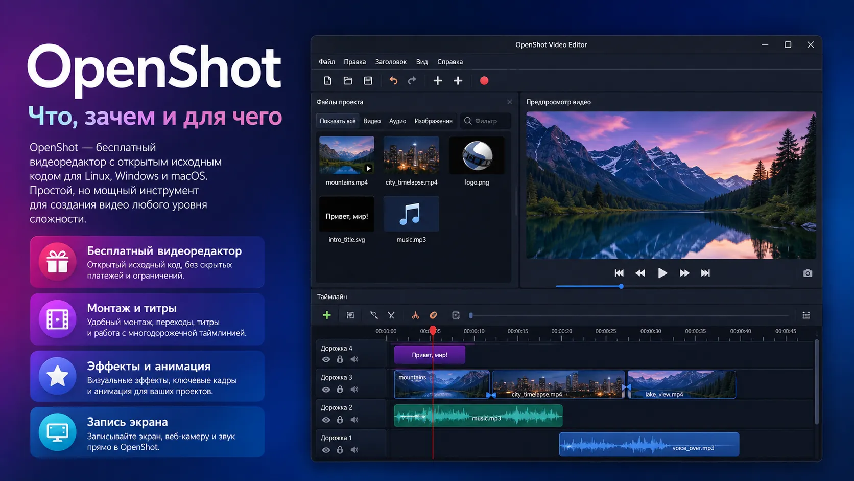 OpenShot - обзор бесплатного видеоредактора