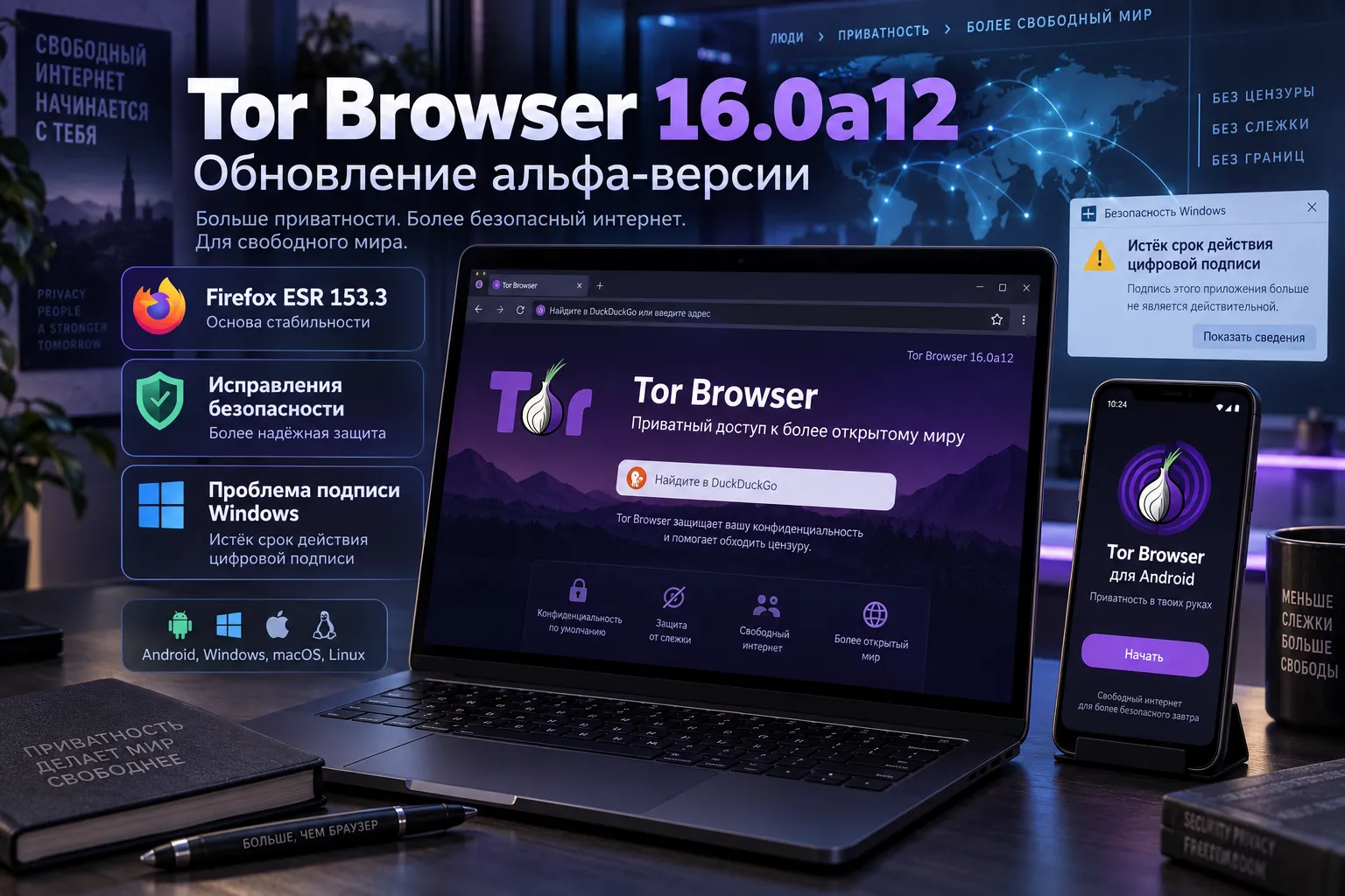 Tor Browser 16.0a12 получил исправления Firefox