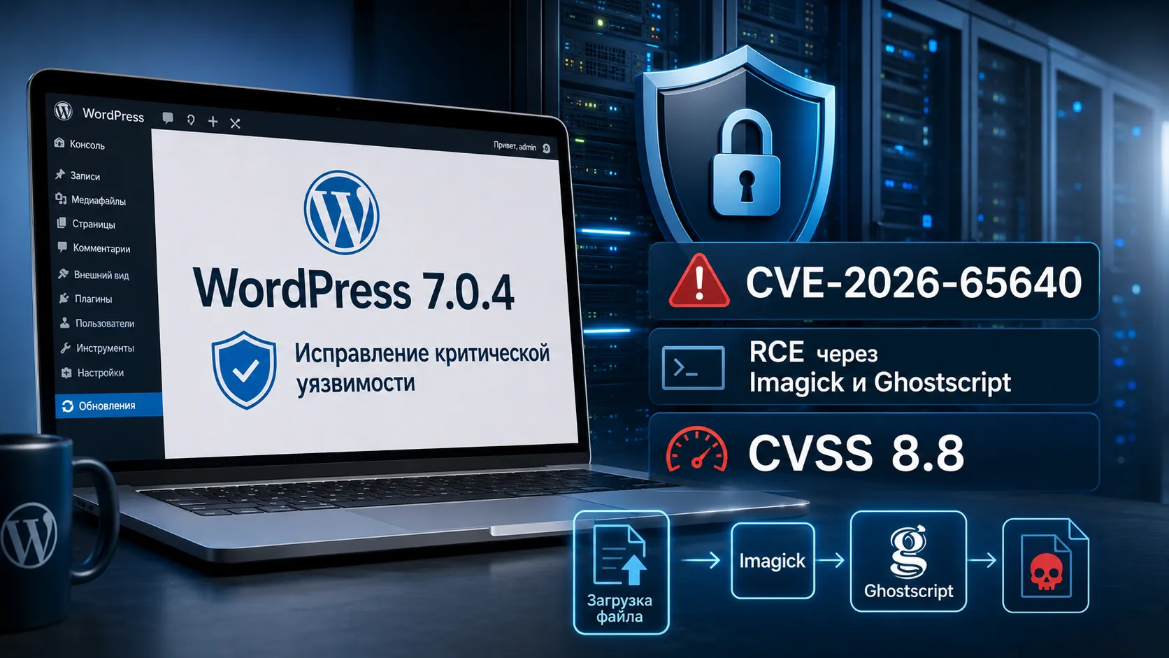 WordPress 7.0.4 закрывает RCE через Imagick и Ghostscript