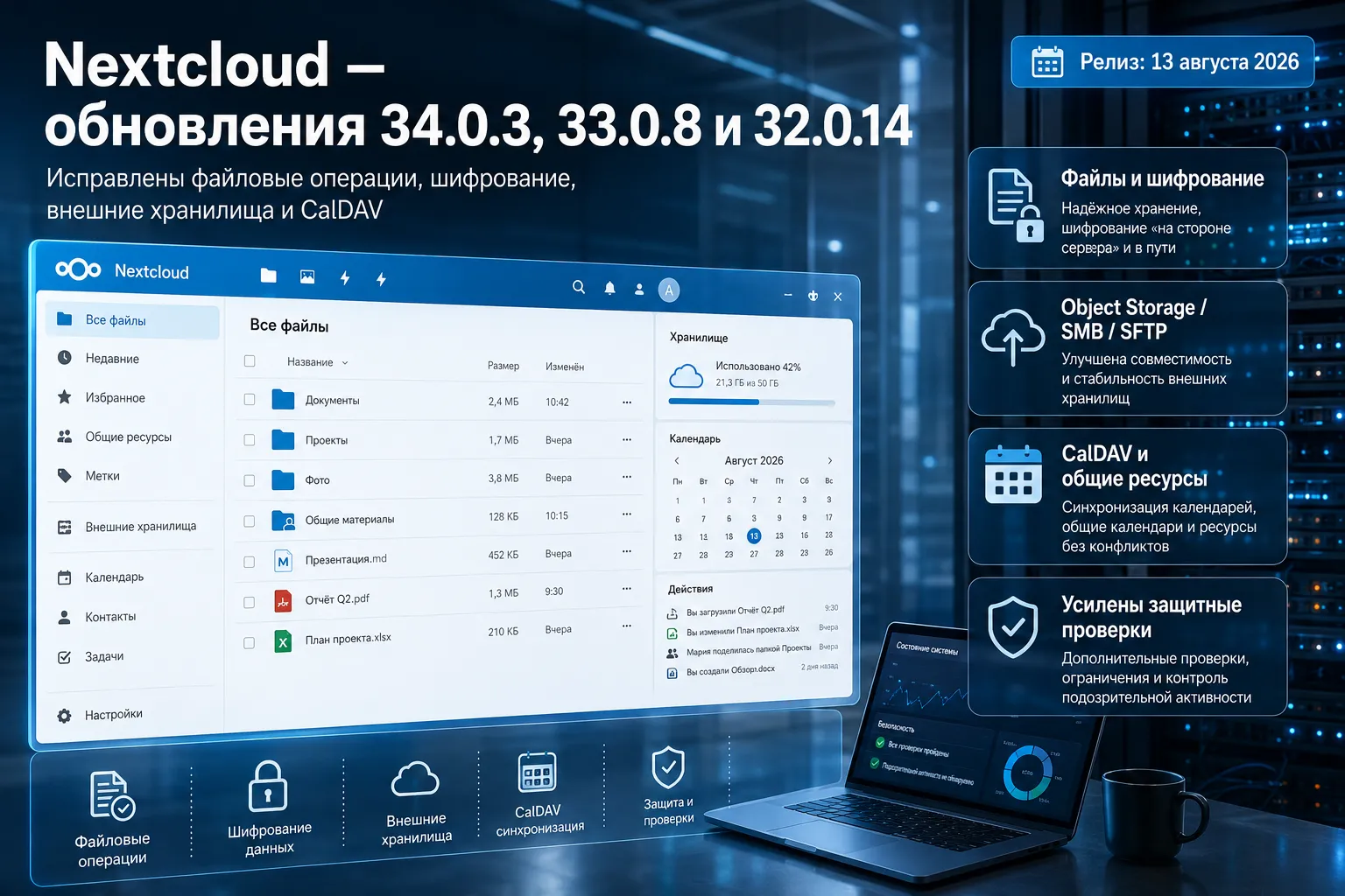 Nextcloud 34.0.3, 33.0.8 и 32.0.14
