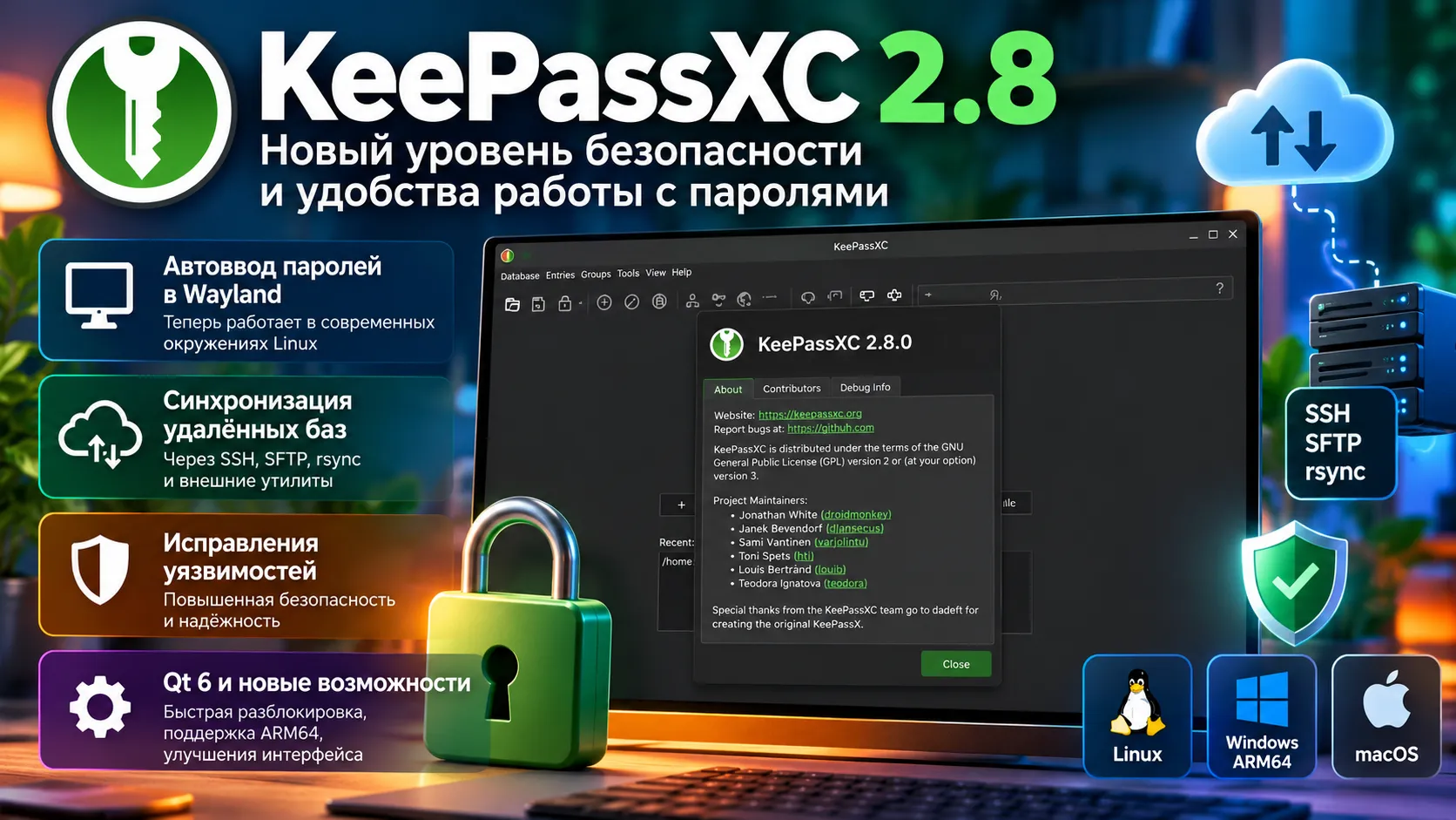 KeePassXC 2.8 — автоввод паролей в Wayland