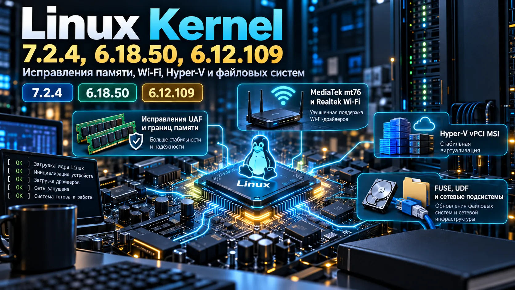 Linux Kernel 7.2.4, 6.18.50 и 6.12.109
