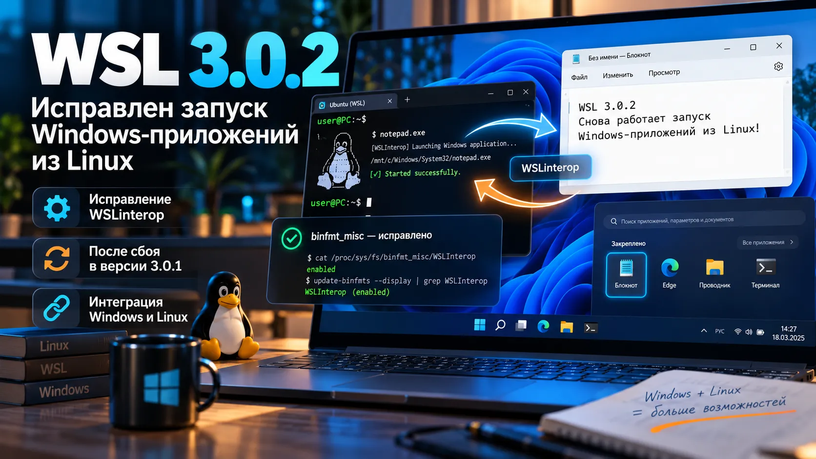 WSL 3.0.2 появился с исправлением WSLInterop