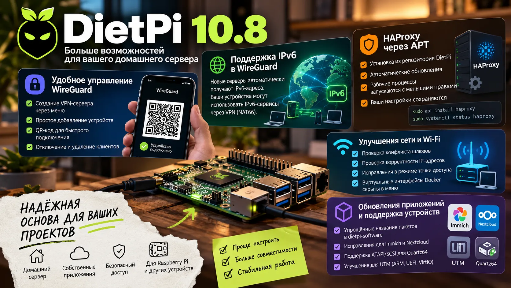 В DietPi появилось удобное управление WireGuard