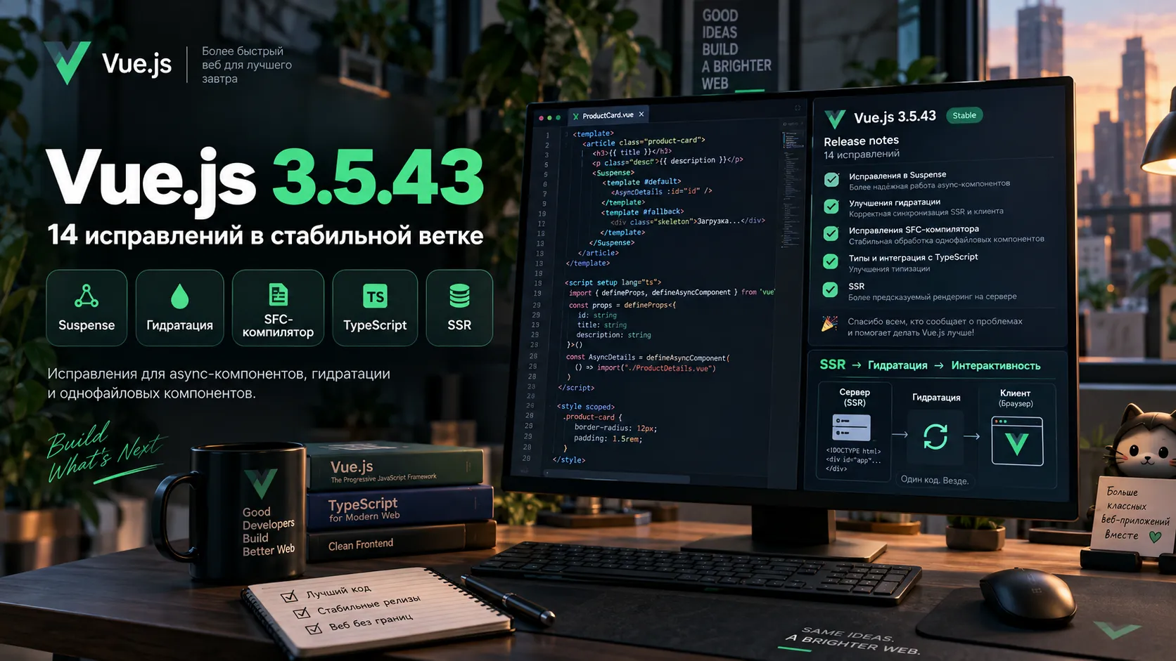 Vue.js 3.5.43 устранил 14 ошибок