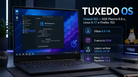 TUXEDO OS получила новый ISO — KDE Plasma 6.6.x, Linux 6.17 и Firefox 153