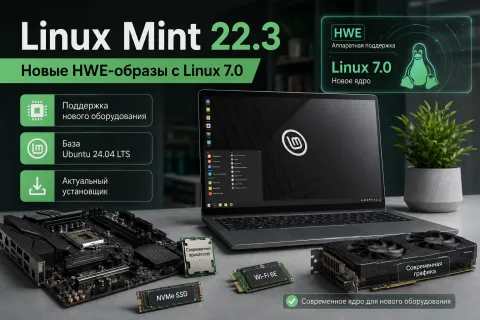 Linux Mint 22.3 получил HWE-образы с Linux 7.0 — свежий установщик рассчитан на новое железо