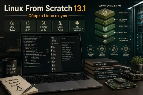 Linux From Scratch 13.1 — GCC 16.2, glibc 2.44 и Linux 7.1.8