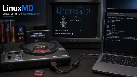 LinuxMD — Linux 7.2-rc1 запустили на Sega Mega Drive через Mega EverDrive