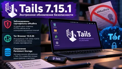Tails 7.15.1 блокирует сертификаты eMudhra — защита от подмены HTTPS-сайтов
