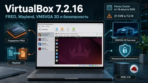 VirtualBox 7.2.16 — поддержка FRED в Linux, улучшения Wayland и исправления безопасности