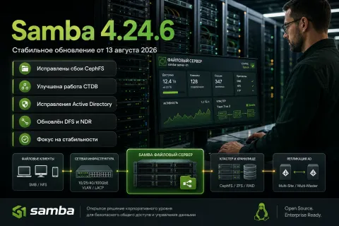 Samba 4.24.6 — исправлены сбои CephFS, CTDB и репликации Active Directory