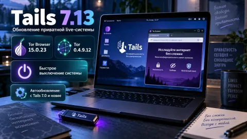 Tails 7.13 ускоряет выключение и обновляет Tor Browser до 15.0.23
