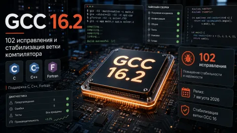 GCC 16.2 исправляет 102 ошибки и стабилизирует ветку GCC 16