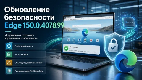 Microsoft Edge 150.0.4078.99 получил исправления Chromium
