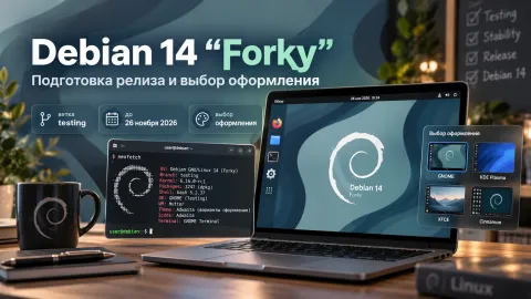 Debian 14 «Forky» входит в позднюю стадию подготовки — открыт конкурс на оформление системы
