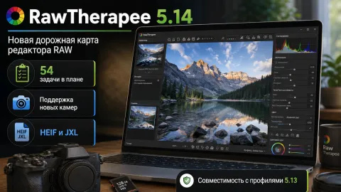 RawTherapee 5.14 получил дорожную карту — разработчики собрали 54 задачи после ветки 5.13