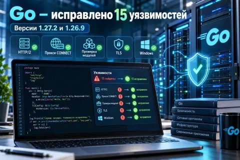 В Go закрыли 15 уязвимостей — исправлены сбои HTTP/2 и ошибки проверки модулей