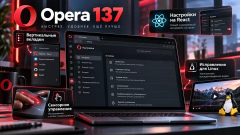 Opera 137 — новые настройки на React и исправления вертикальных вкладок